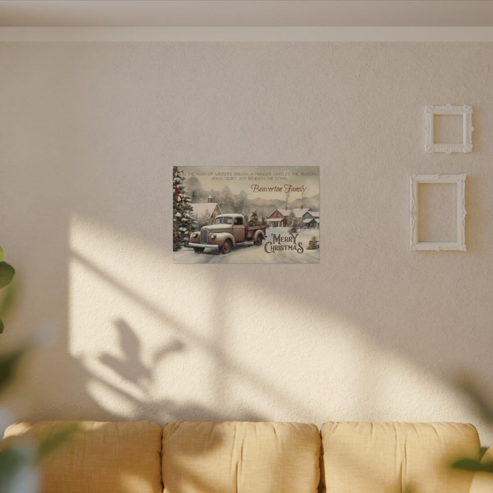 Personalized Vintage Truck Christmas Canvas Art custom family name