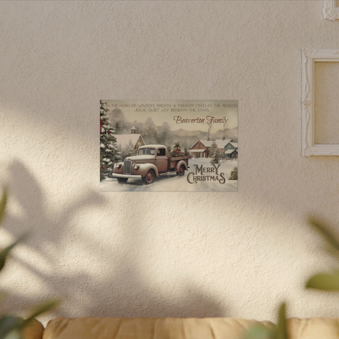 Personalized Vintage Truck Christmas Canvas Art custom family name