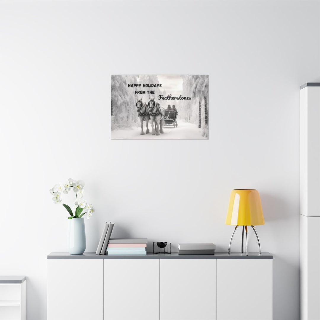 Personalized Holiday Canvas Art - Custom Sleigh Ride Scene