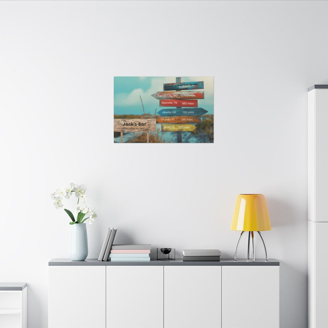 Custom Directional Canvas Sign - Bar Decor & Travel Lover Gift mancave room