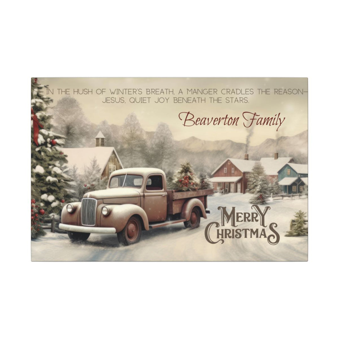 Personalized Vintage Truck Christmas Canvas Art custom family name