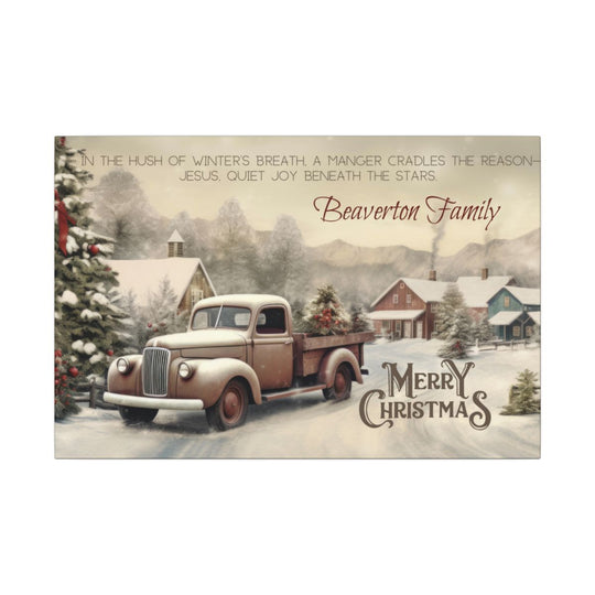 Personalized Vintage Truck Christmas Canvas Art custom family name