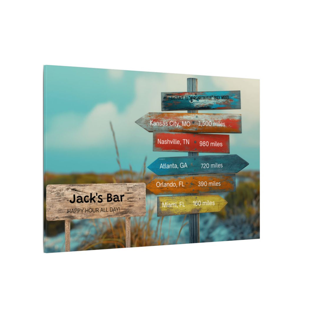 Custom Directional Canvas Sign - Bar Decor & Travel Lover Gift mancave room