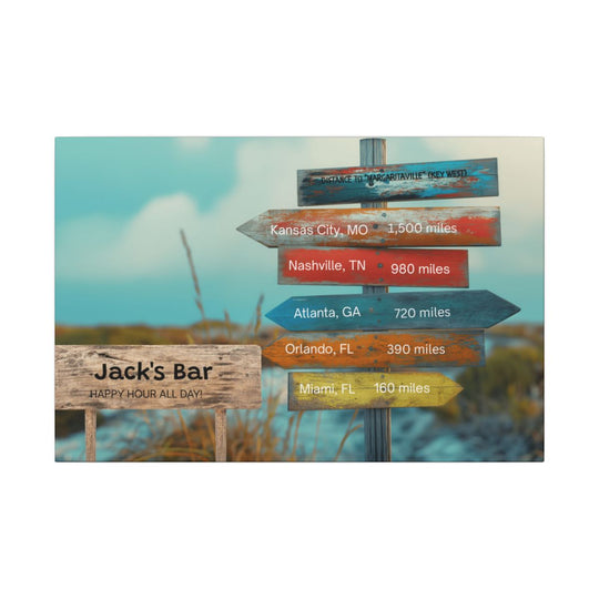 Custom Directional Canvas Sign - Bar Decor & Travel Lover Gift mancave room