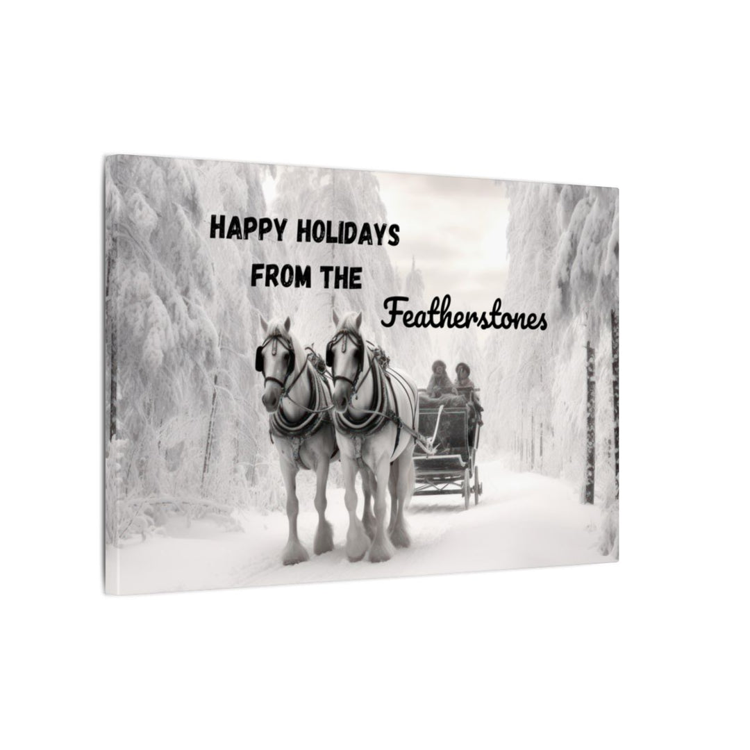 Personalized Holiday Canvas Art - Custom Sleigh Ride Scene