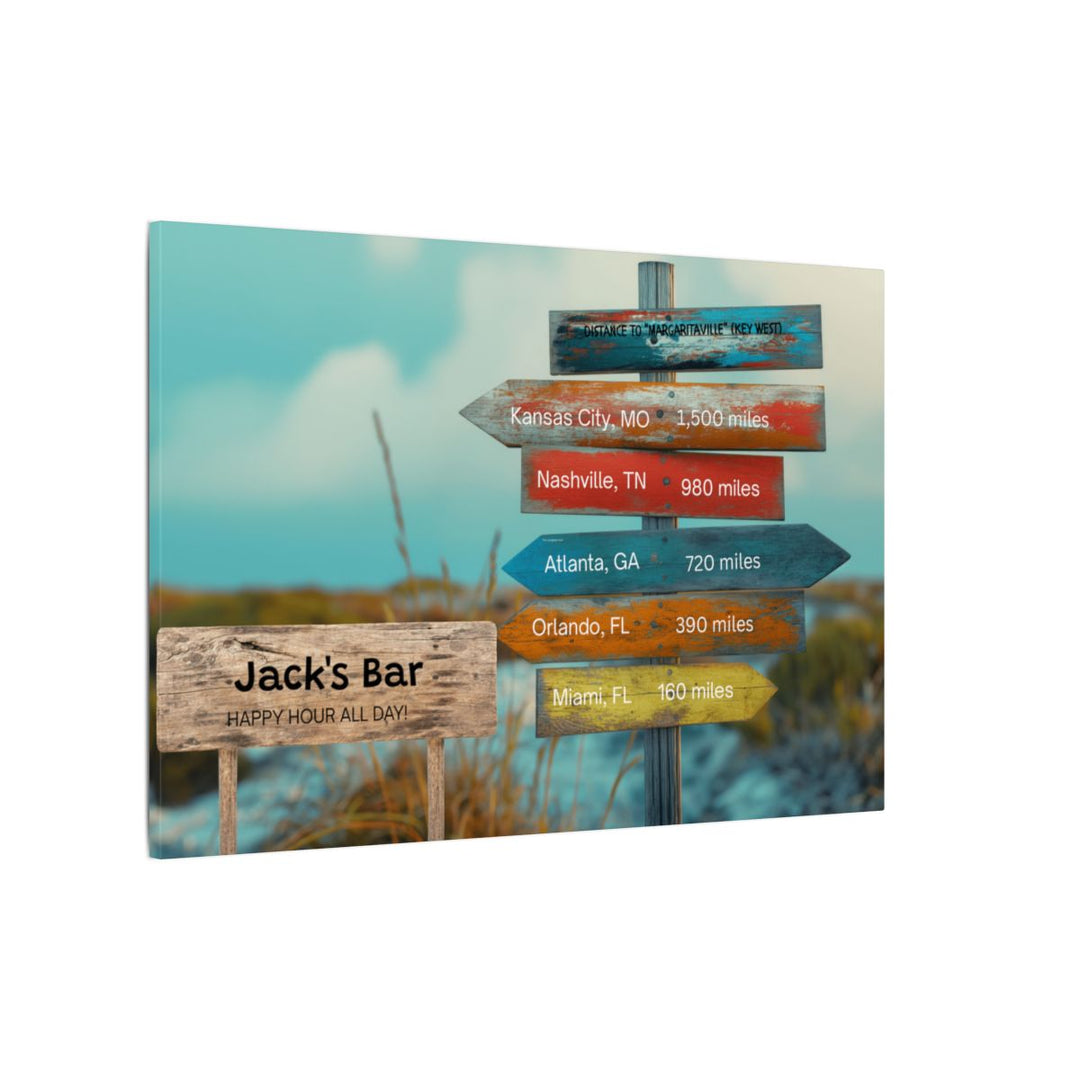 Custom Directional Canvas Sign - Bar Decor & Travel Lover Gift mancave room