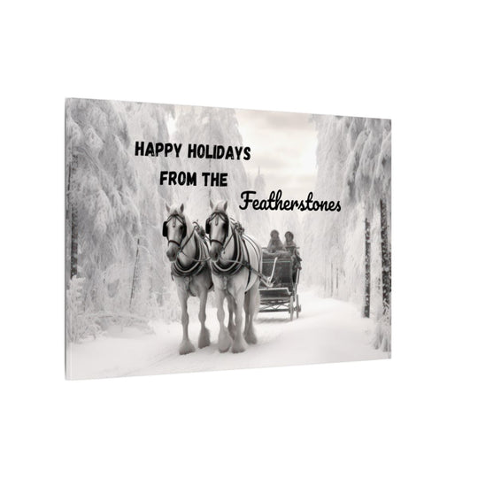 Personalized Holiday Canvas Art - Custom Sleigh Ride Scene