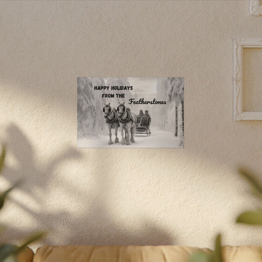 Personalized Holiday Canvas Art - Custom Sleigh Ride Scene