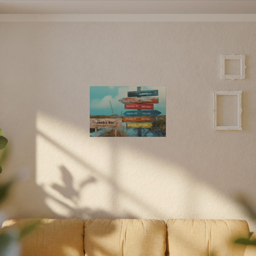 Custom Directional Canvas Sign - Bar Decor & Travel Lover Gift mancave room