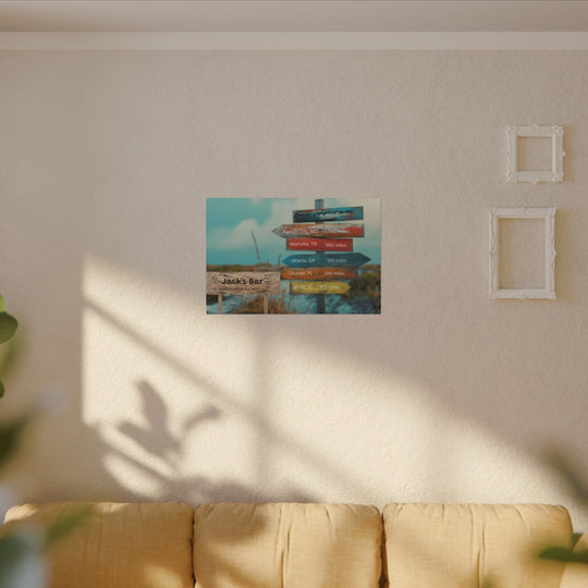 Custom Directional Canvas Sign - Bar Decor & Travel Lover Gift mancave room