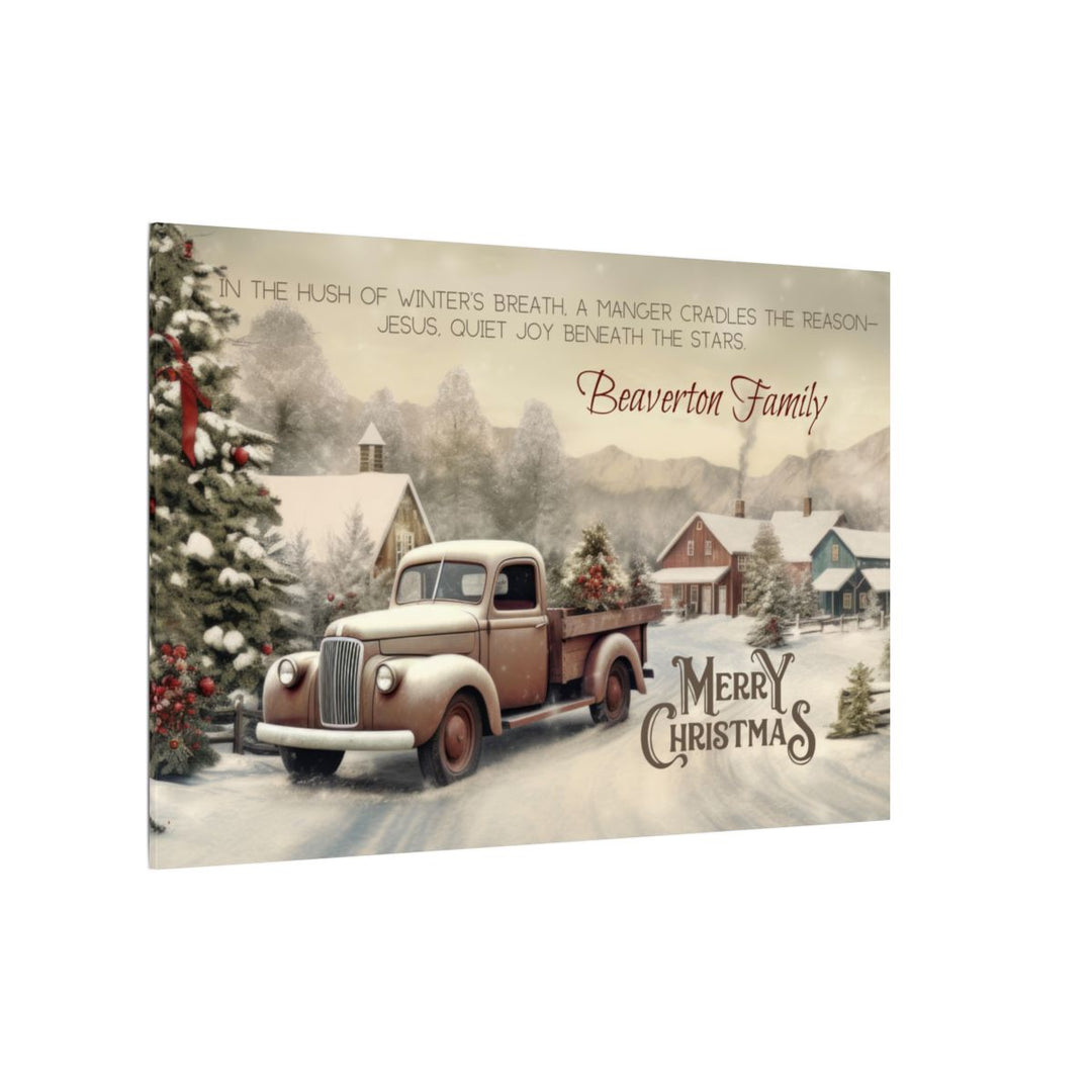 Personalized Vintage Truck Christmas Canvas Art custom family name