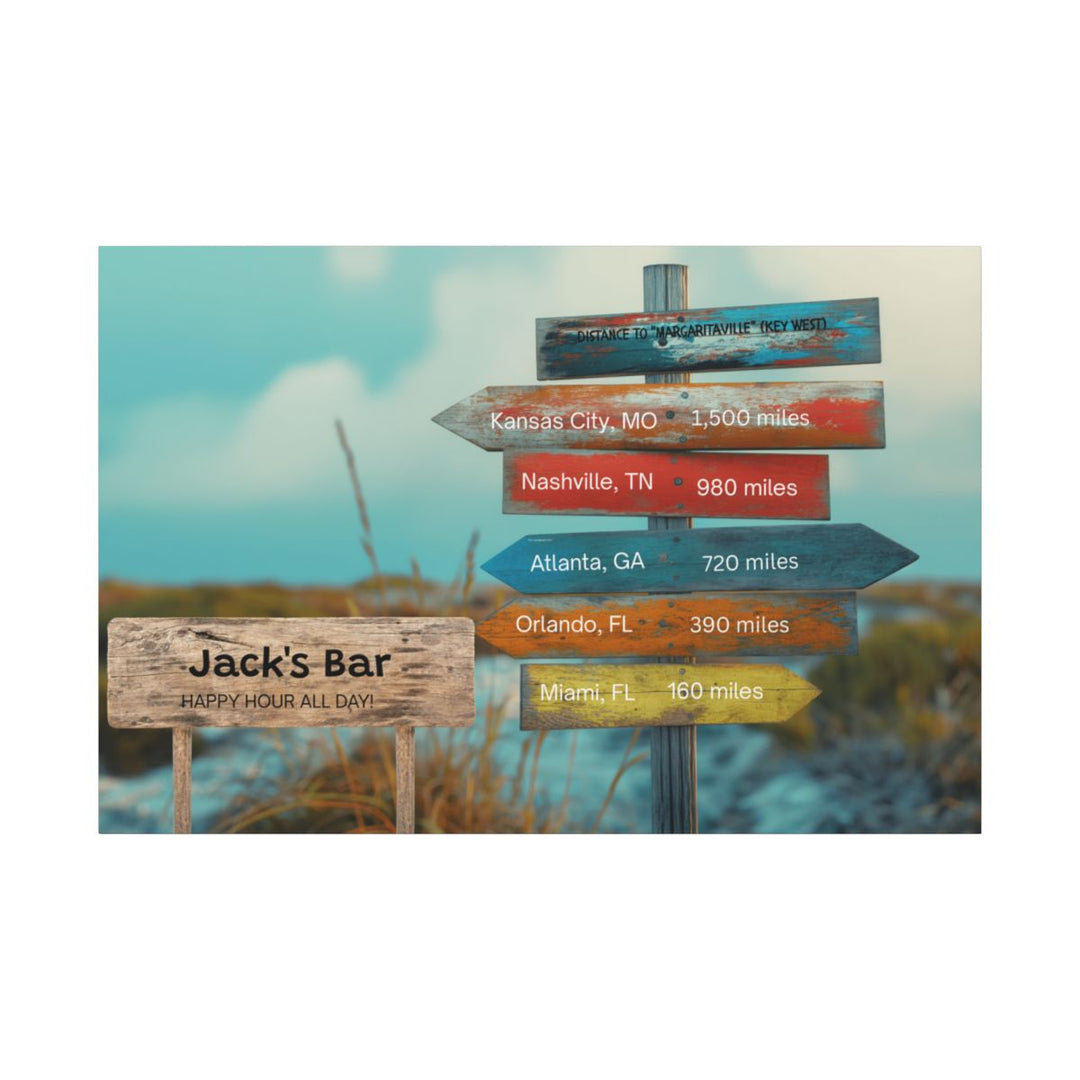 Custom Directional Canvas Sign - Bar Decor & Travel Lover Gift mancave room