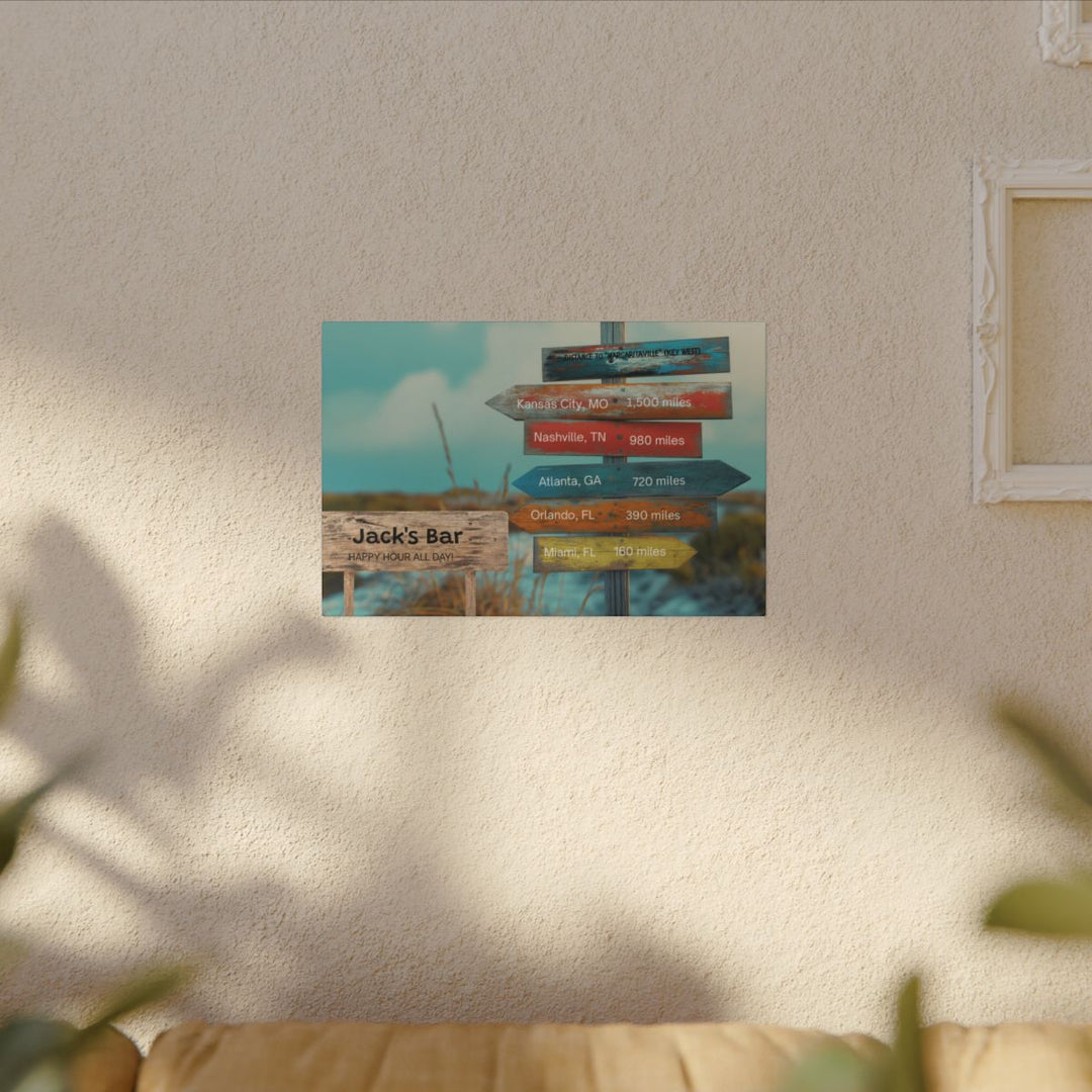 Custom Directional Canvas Sign - Bar Decor & Travel Lover Gift mancave room