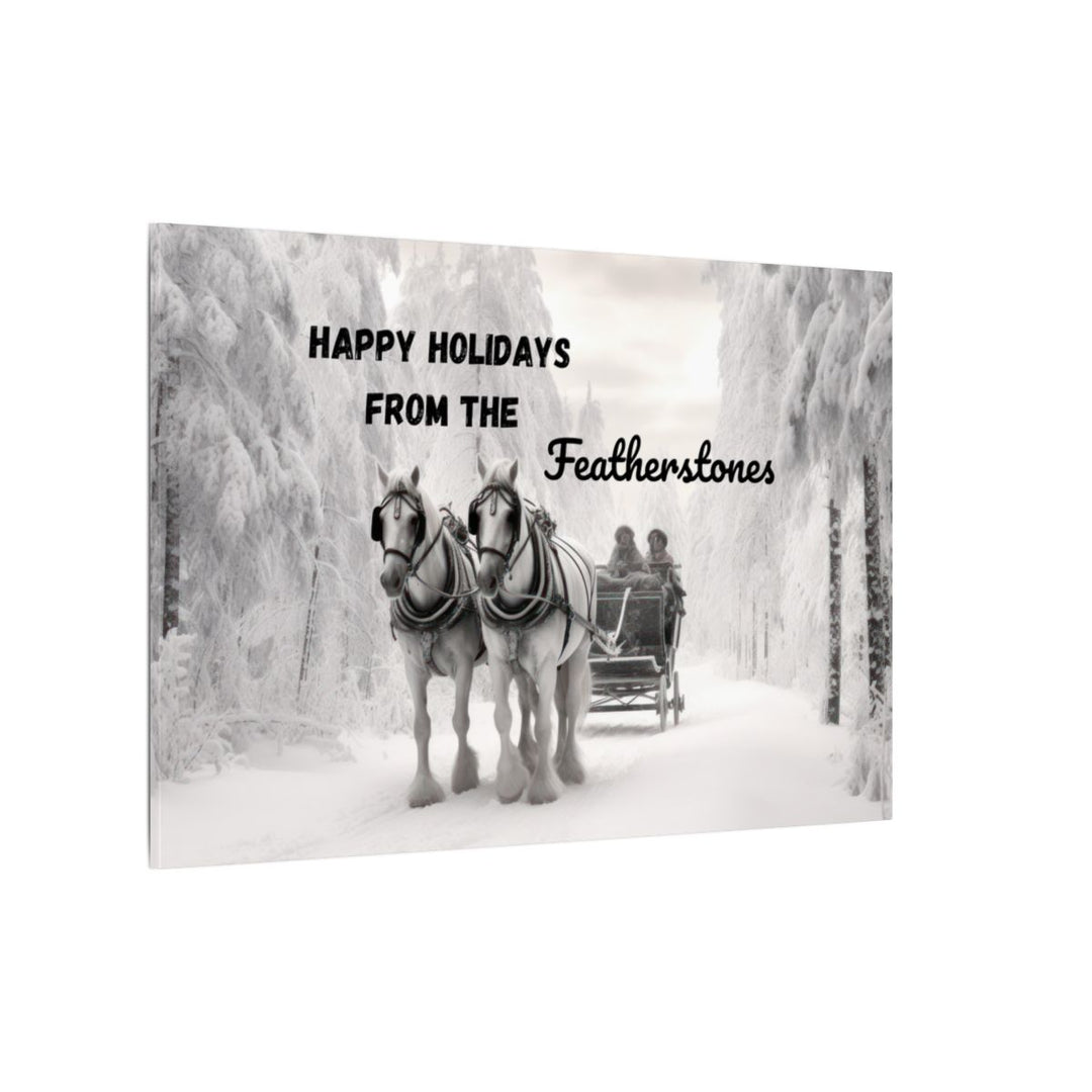 Personalized Holiday Canvas Art - Custom Sleigh Ride Scene