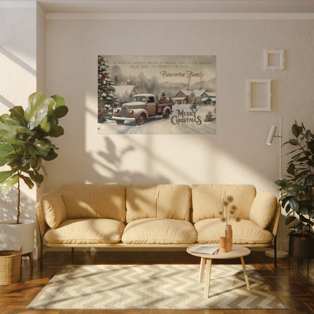 Personalized Vintage Truck Christmas Canvas Art custom family name