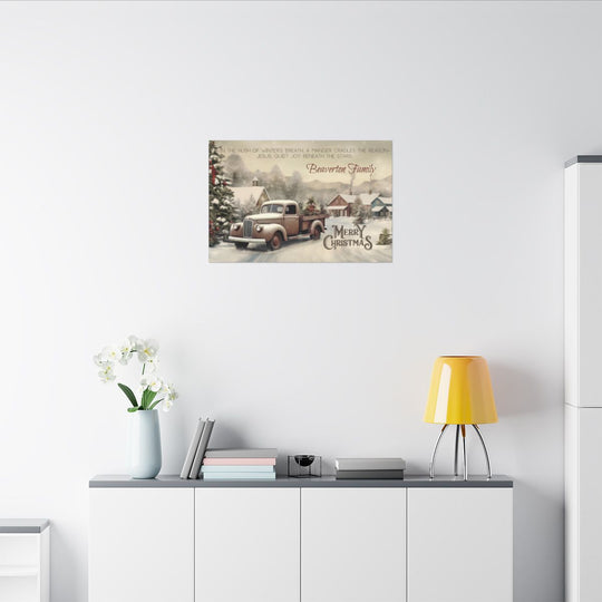 Personalized Vintage Truck Christmas Canvas Art custom family name