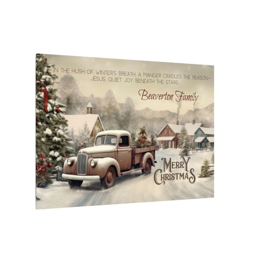 Personalized Vintage Truck Christmas Canvas Art custom family name
