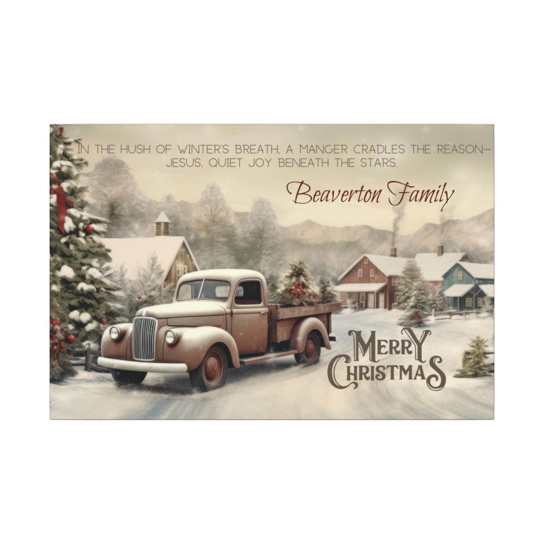 Personalized Vintage Truck Christmas Canvas Art custom family name