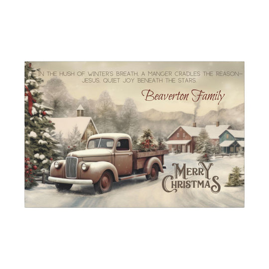 Personalized Vintage Truck Christmas Canvas Art custom family name