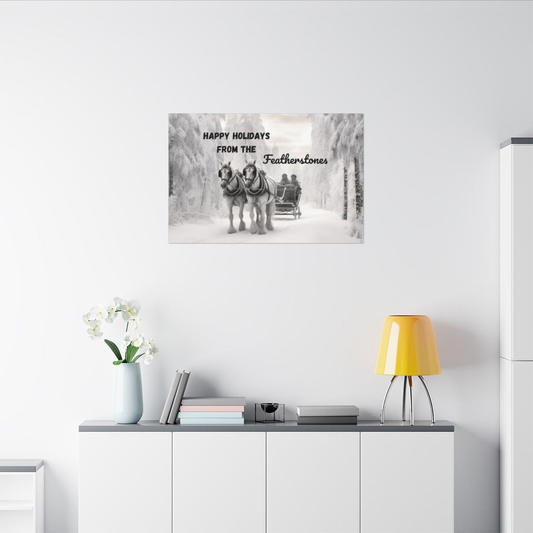 Personalized Holiday Canvas Art - Custom Sleigh Ride Scene