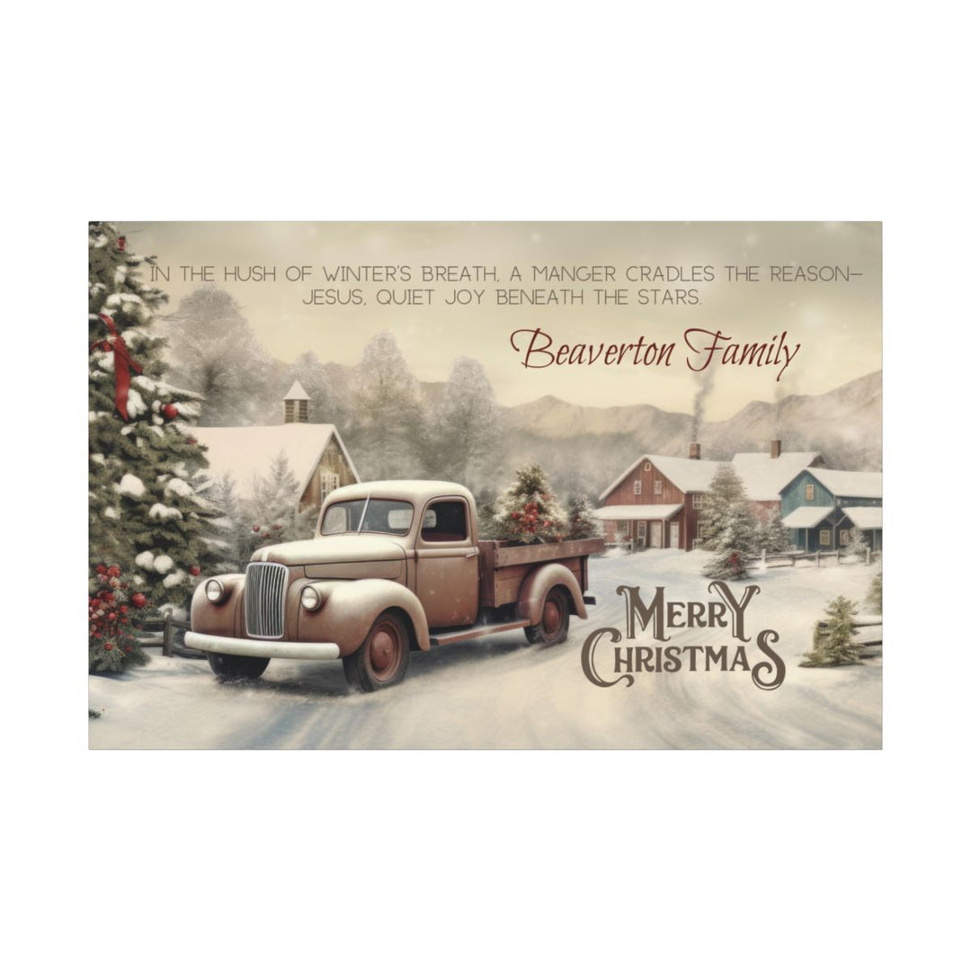 Personalized Vintage Truck Christmas Canvas Art custom family name