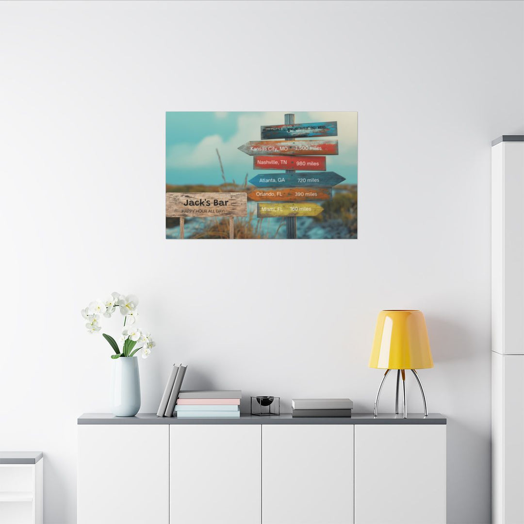 Custom Directional Canvas Sign - Bar Decor & Travel Lover Gift mancave room