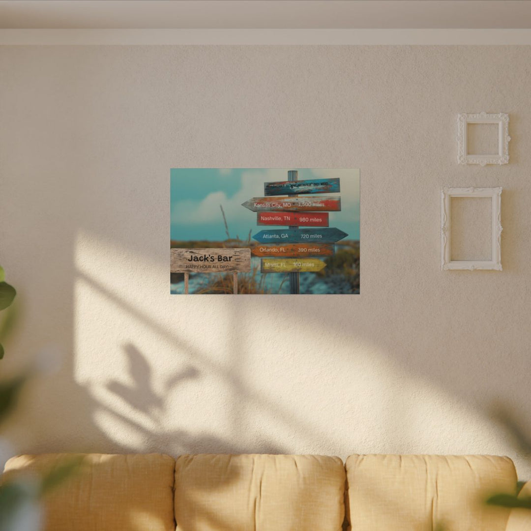 Custom Directional Canvas Sign - Bar Decor & Travel Lover Gift mancave room