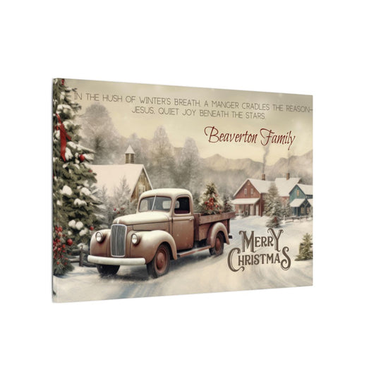 Personalized Vintage Truck Christmas Canvas Art custom family name