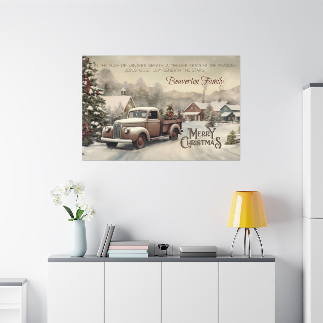 Personalized Vintage Truck Christmas Canvas Art custom family name