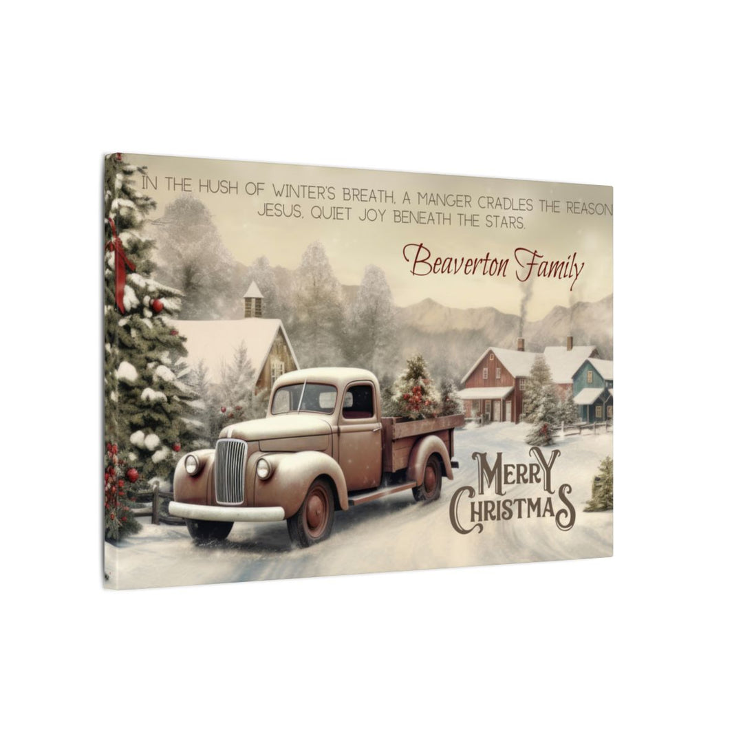 Personalized Vintage Truck Christmas Canvas Art custom family name