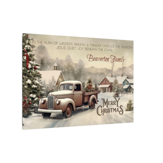 Personalized Vintage Truck Christmas Canvas Art custom family name