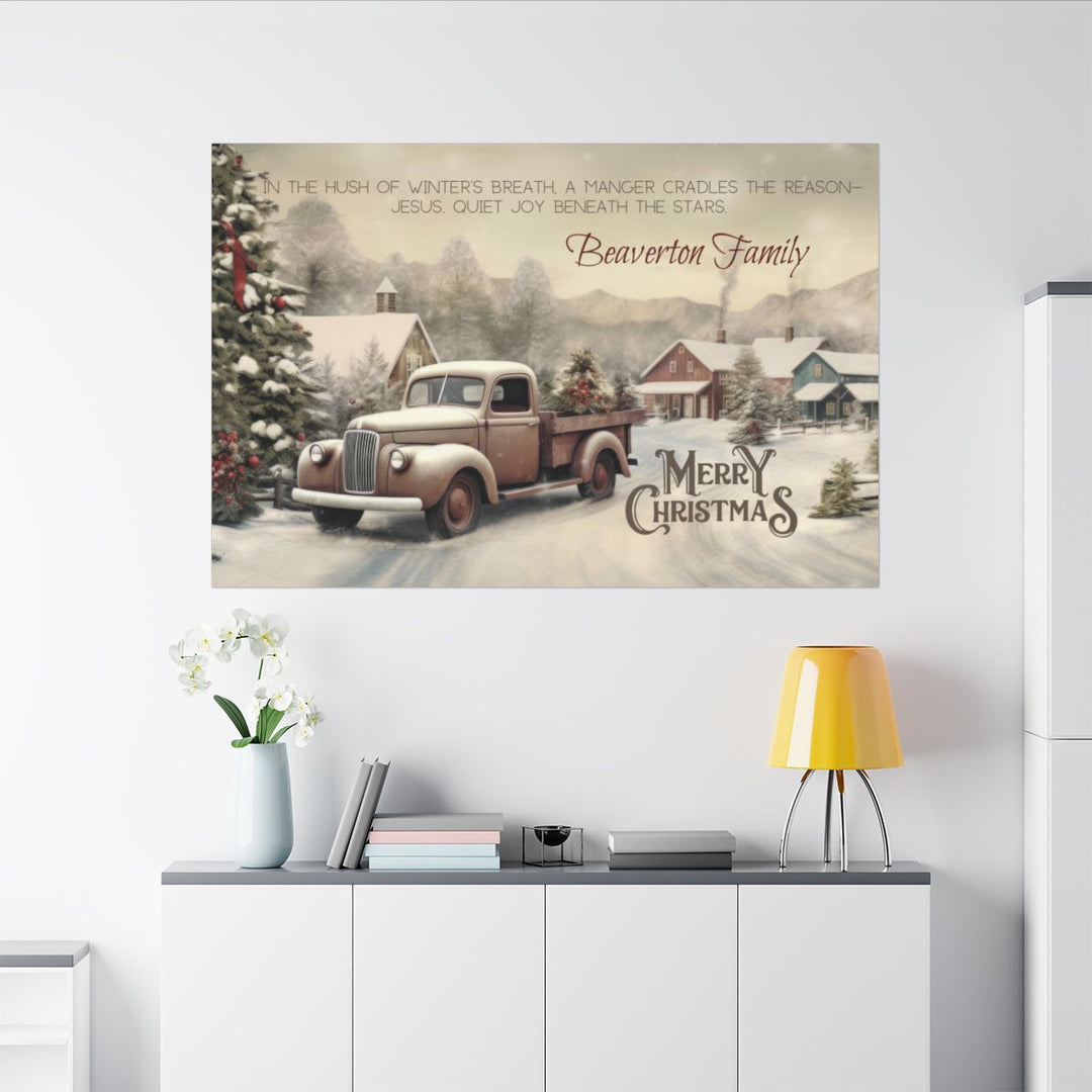Personalized Vintage Truck Christmas Canvas Art custom family name