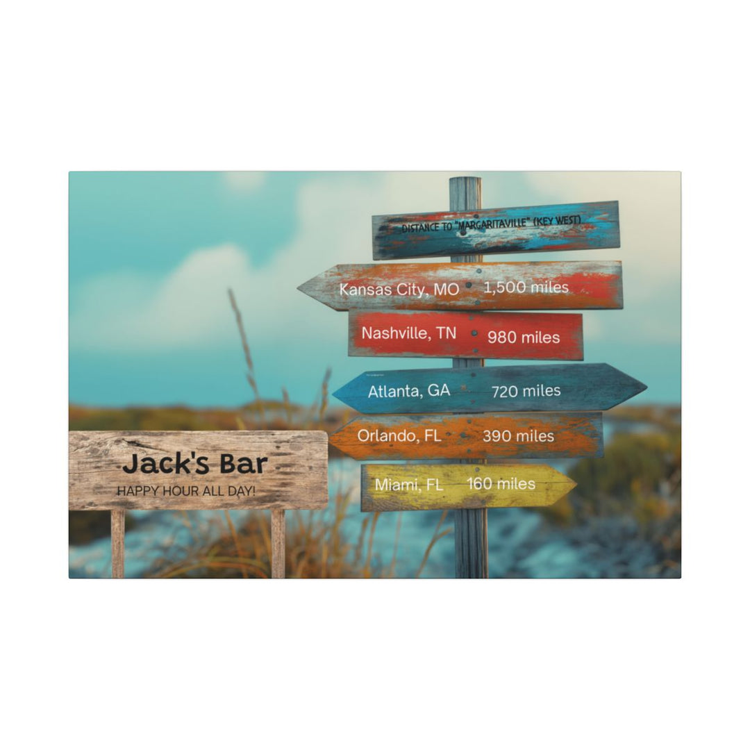 Custom Directional Canvas Sign - Bar Decor & Travel Lover Gift mancave room