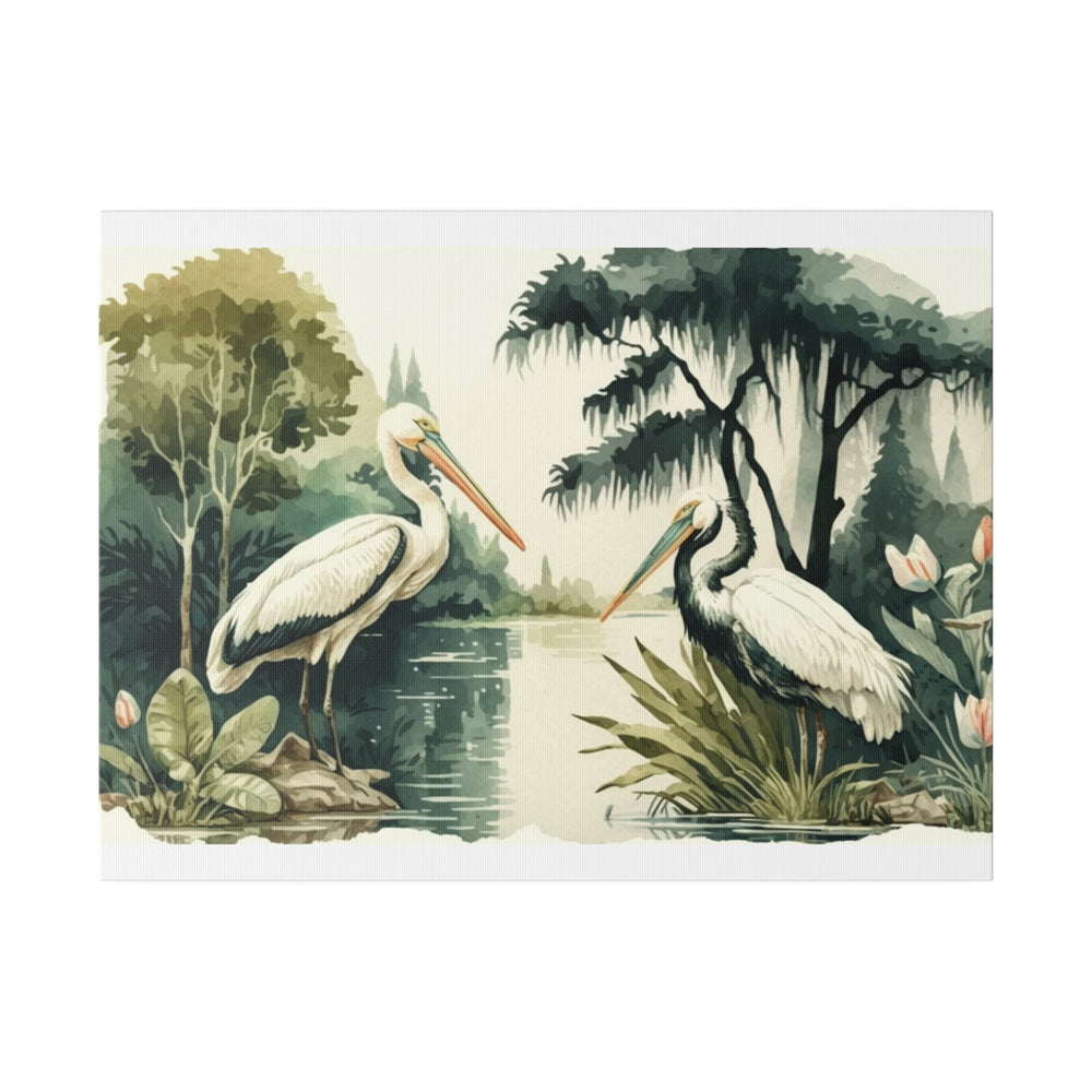 Tropical print with a watercolor vintage vibe on matte canvas Canvas Printify 24″ x 18″ (Horizontal) 0.75''