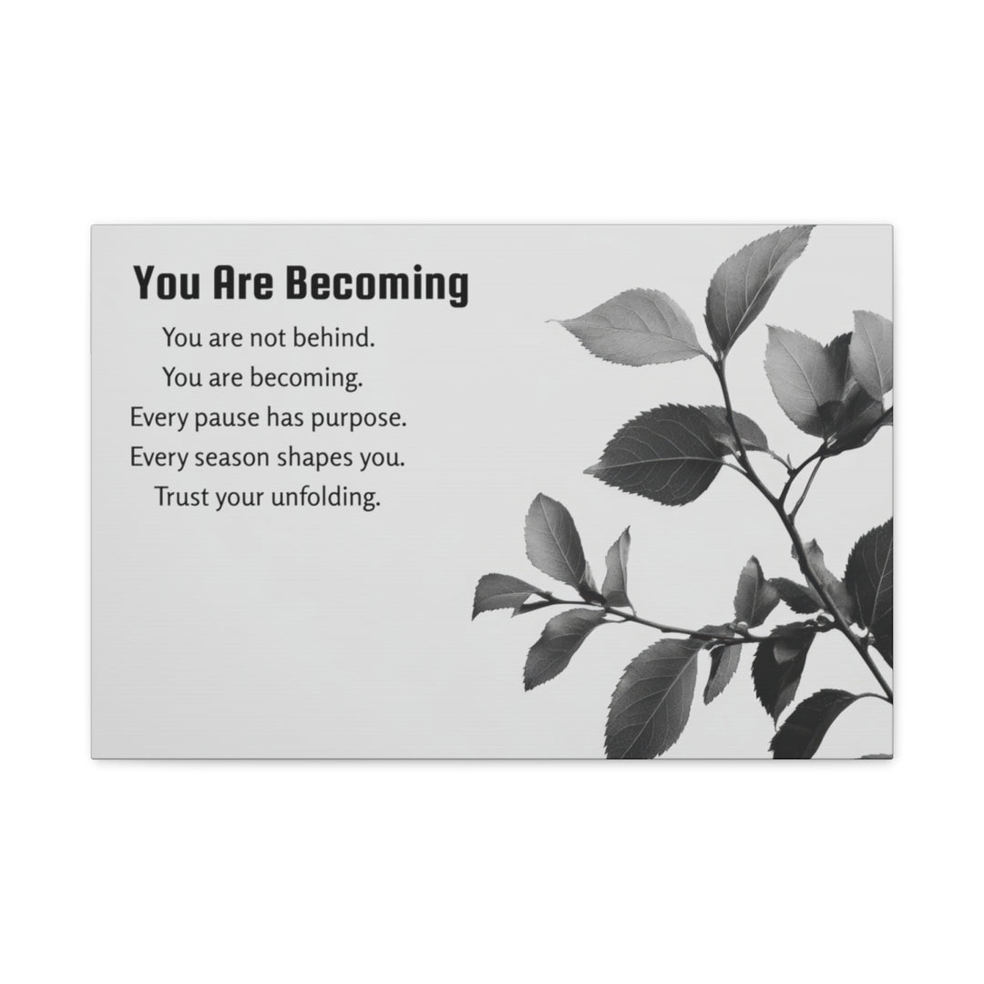 Inspirational Leaf Canvas Art - Black and White Decor