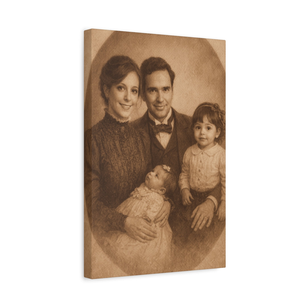 Custom Family Portrait Canvas, Vintage Style Wall Art