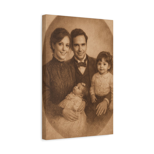Custom Family Portrait Canvas, Vintage Style Wall Art