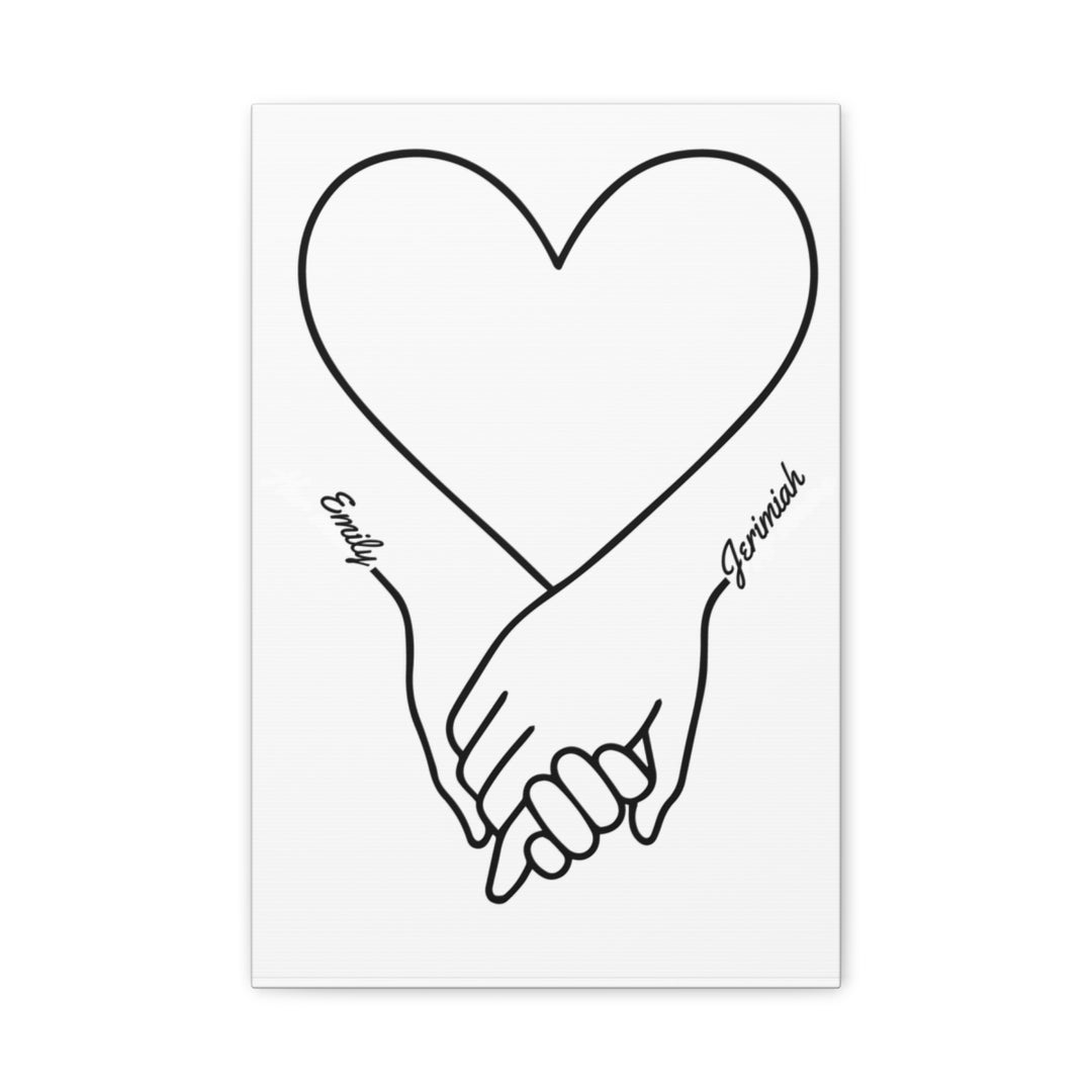 Custom Art Canvas with Heart Line Drawing - Romantic Gift