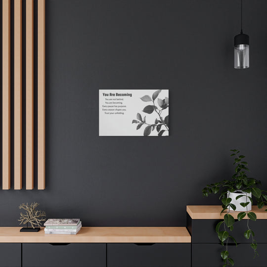 Inspirational Leaf Canvas Art - Black and White Decor