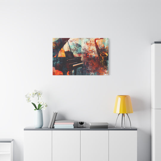 Abstract Colorful Music Art Canvas - Saxophone & Piano Wall Decor