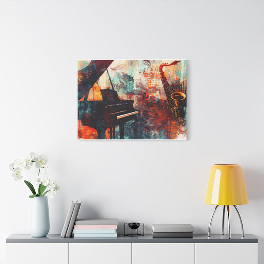 Abstract Colorful Music Art Canvas - Saxophone & Piano Wall Decor