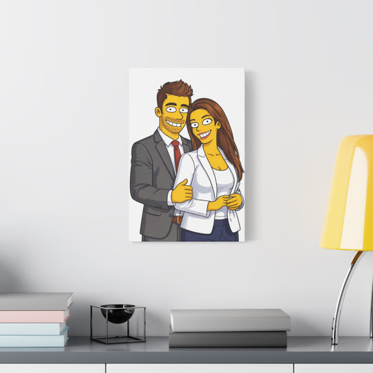 Custom Yellow Cartoon Portrait Canvas – Personalized Gift