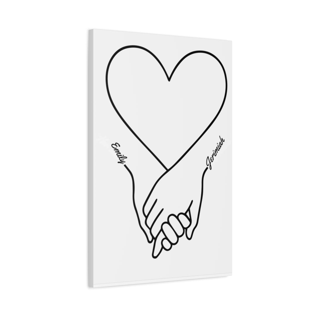 Custom Art Canvas with Heart Line Drawing - Romantic Gift