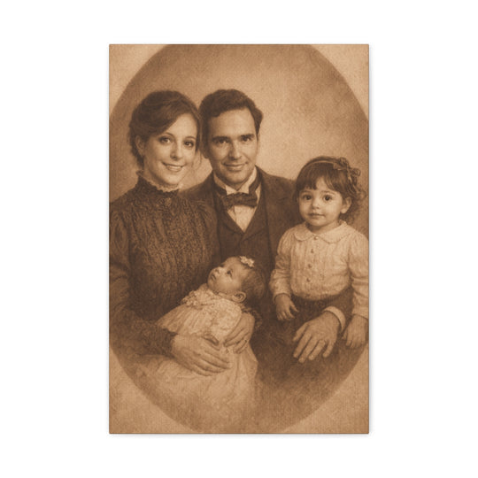 Custom Family Portrait Canvas, Vintage Style Wall Art