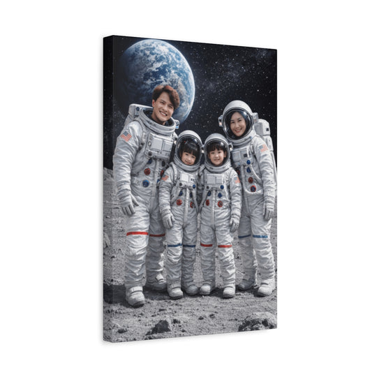 Custom Family Astronaut Portrait Canvas