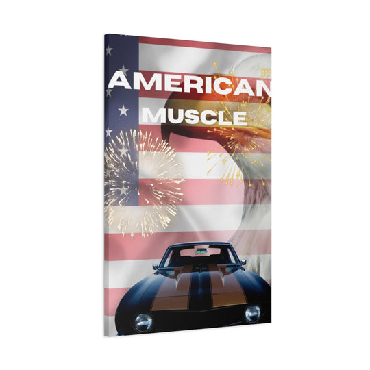 American Flag Muscle Car Canvas - Patriotic Wall Decor