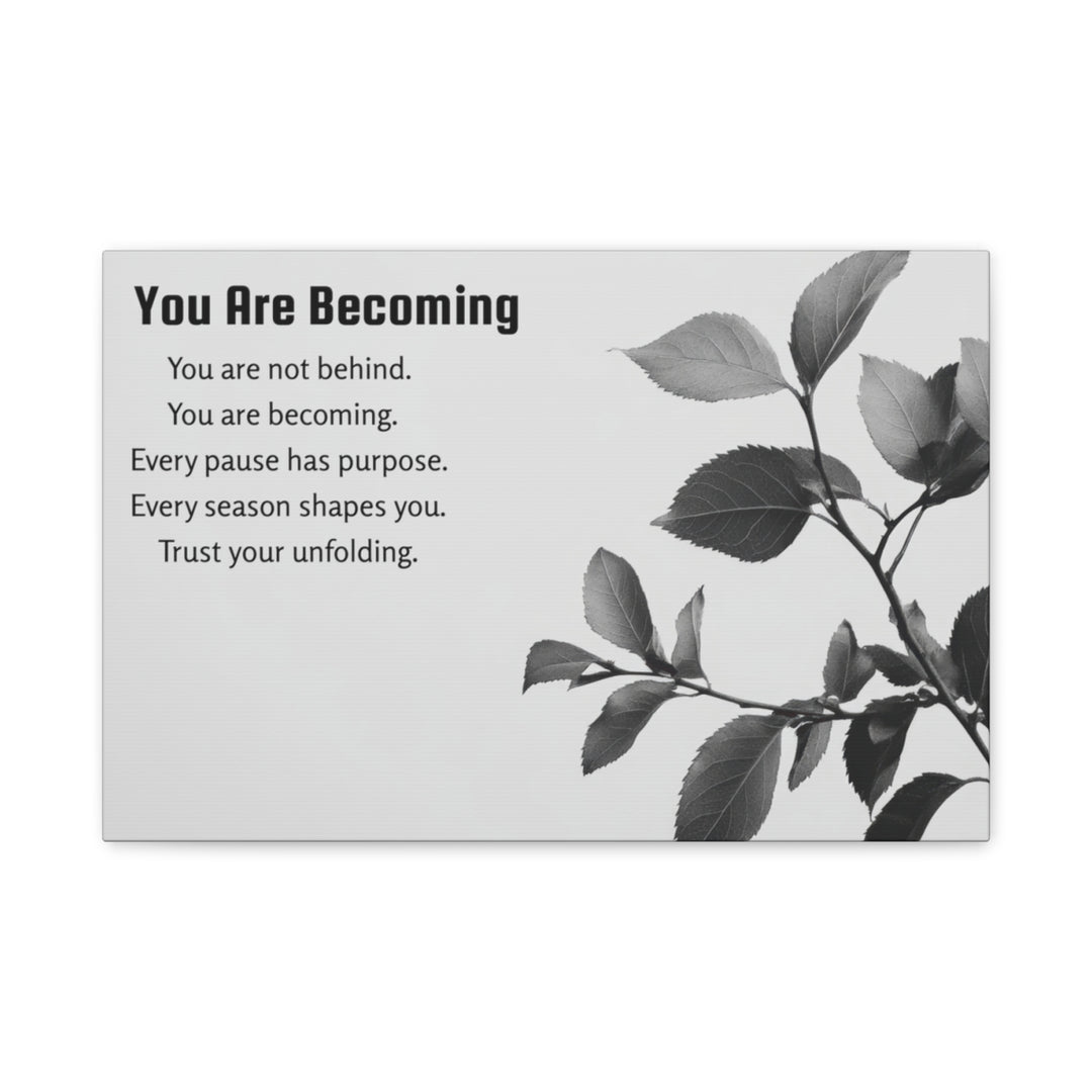 Inspirational Leaf Canvas Art - Black and White Decor