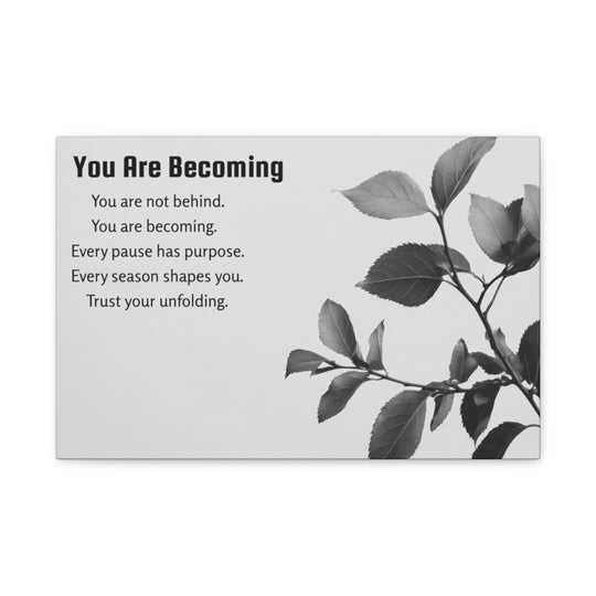 Inspirational Leaf Canvas Art - Black and White Decor