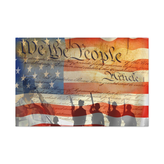 We the People American Flag Canvas Wall Art