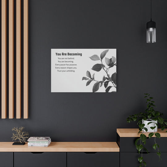 Inspirational Leaf Canvas Art - Black and White Decor